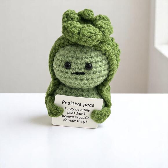 Positive Peas Plush Motivational Message Mini Friend Comfort Companion Green - Picture 7 of 11
